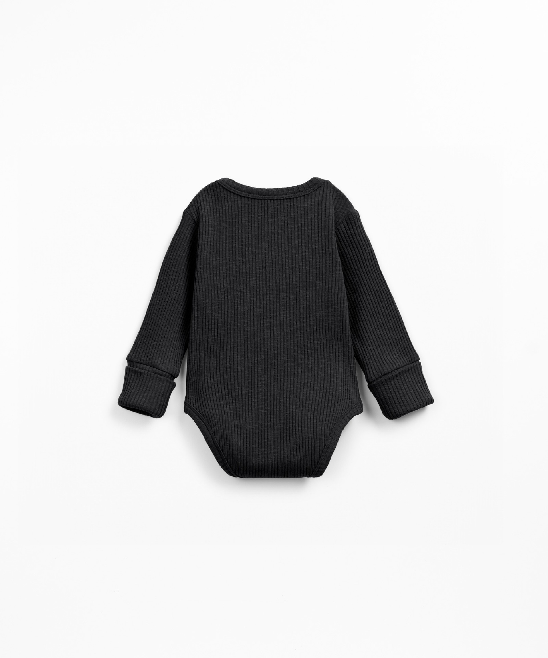 Organic cotton ribbed jersey bodysuit with shoulder opening