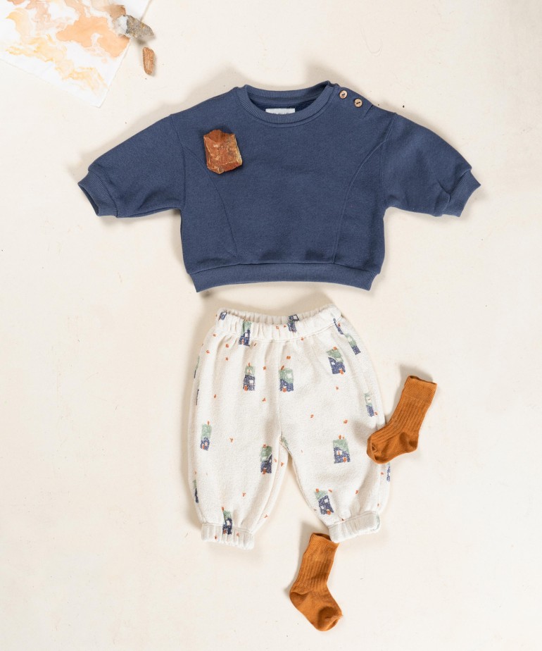 Sweatshirt in blend of natural and recycled fibers