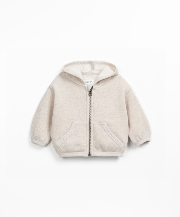 Fleece jacket with recycled cotton and recycled polyester