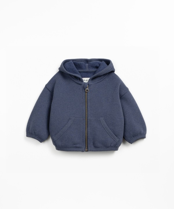 Fleece jacket with recycled cotton and recycled polyester