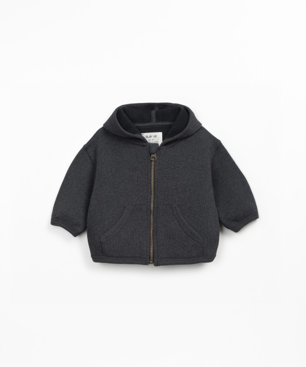 Fleece jacket with recycled cotton and recycled polyester