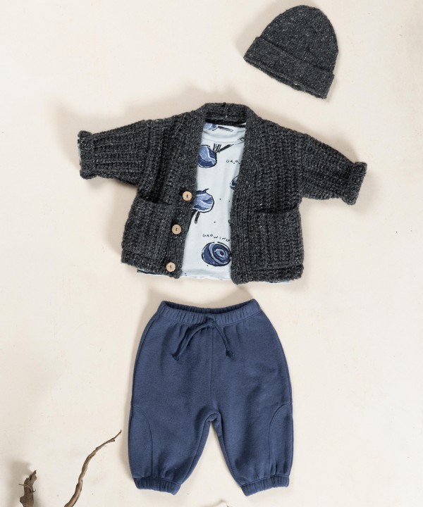 Jersey trousers in recycled cotton and recycled polyester blend