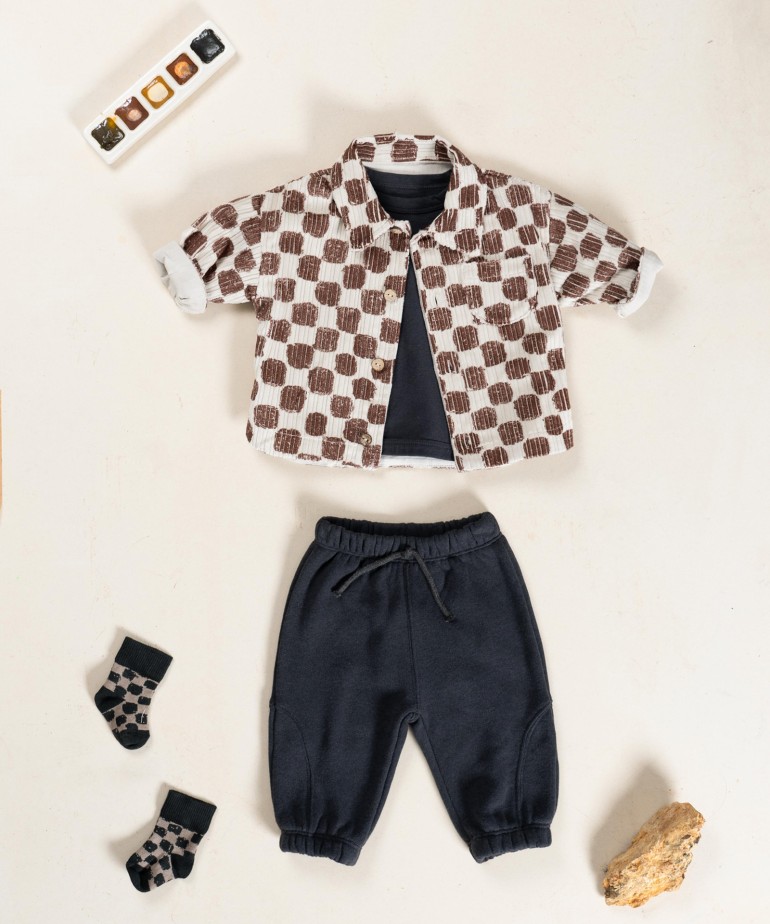 Pantaloni in maglia con misto di cotone riciclato e poliestere riciclato