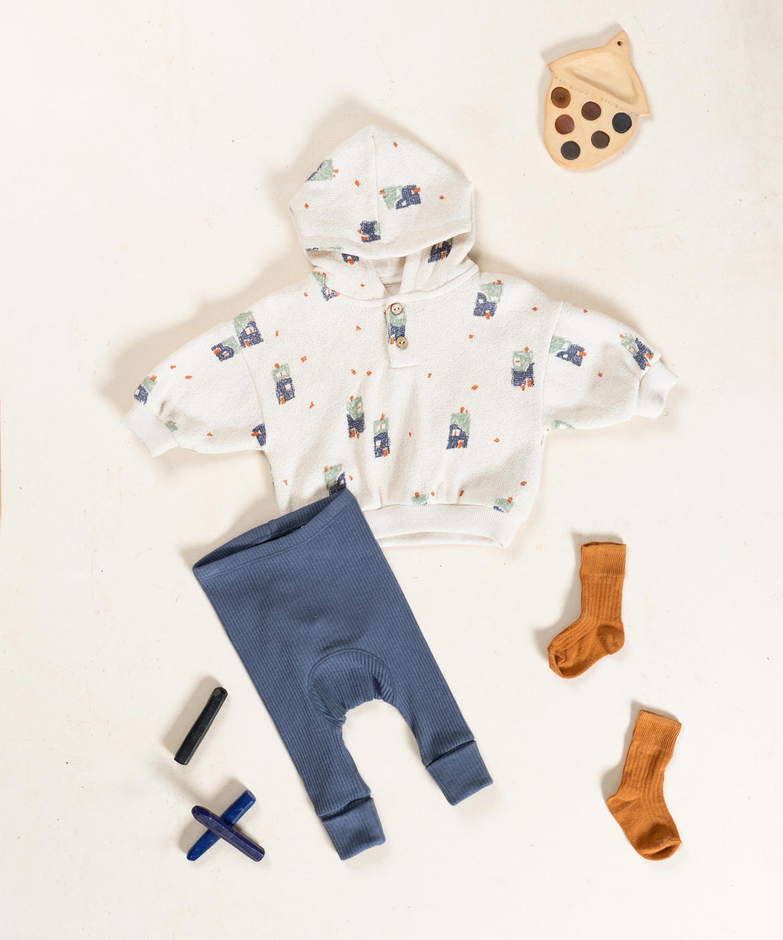 Leggings in cotone biologico con polsini alti