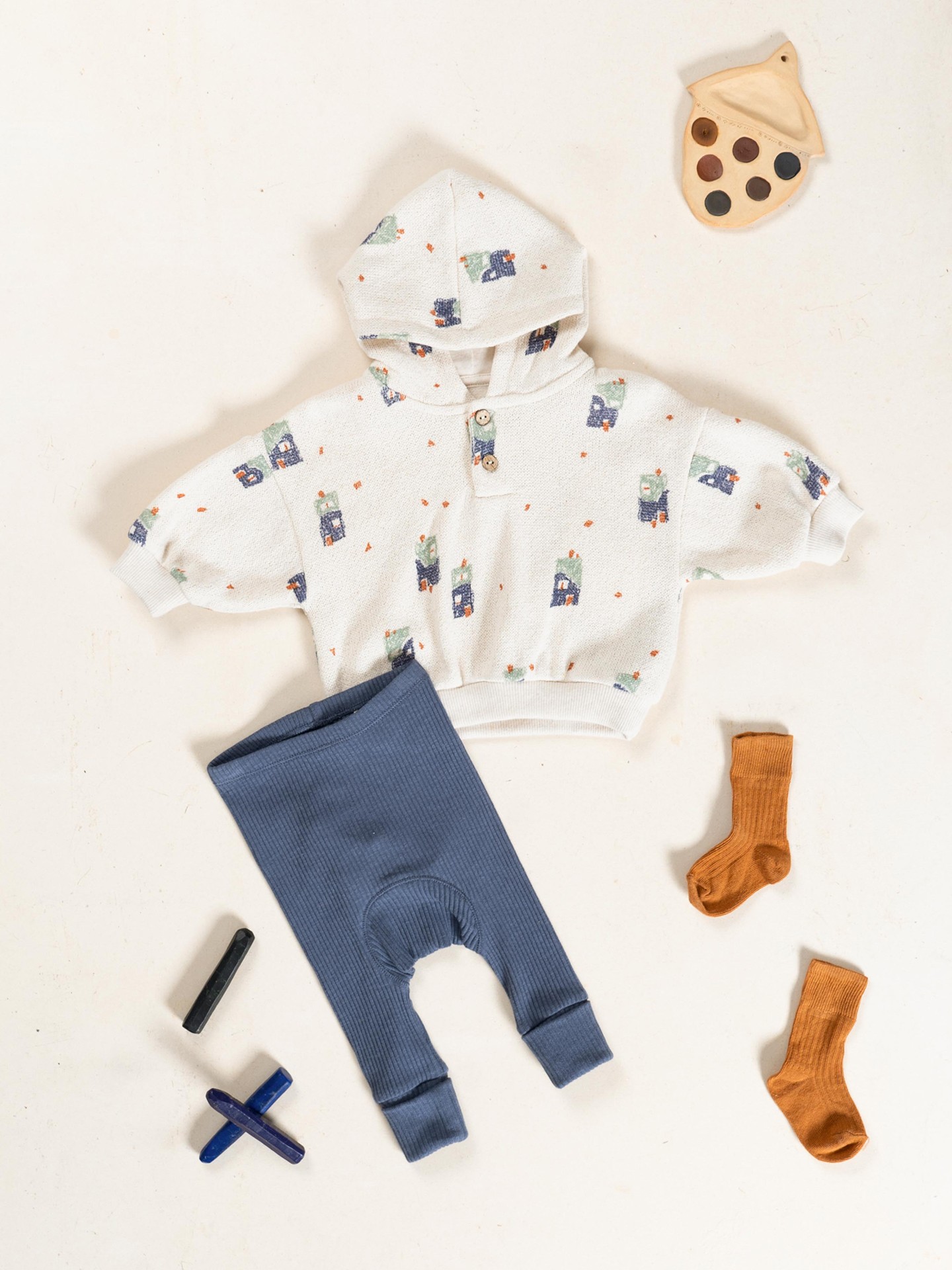 Leggings in cotone biologico con polsini alti