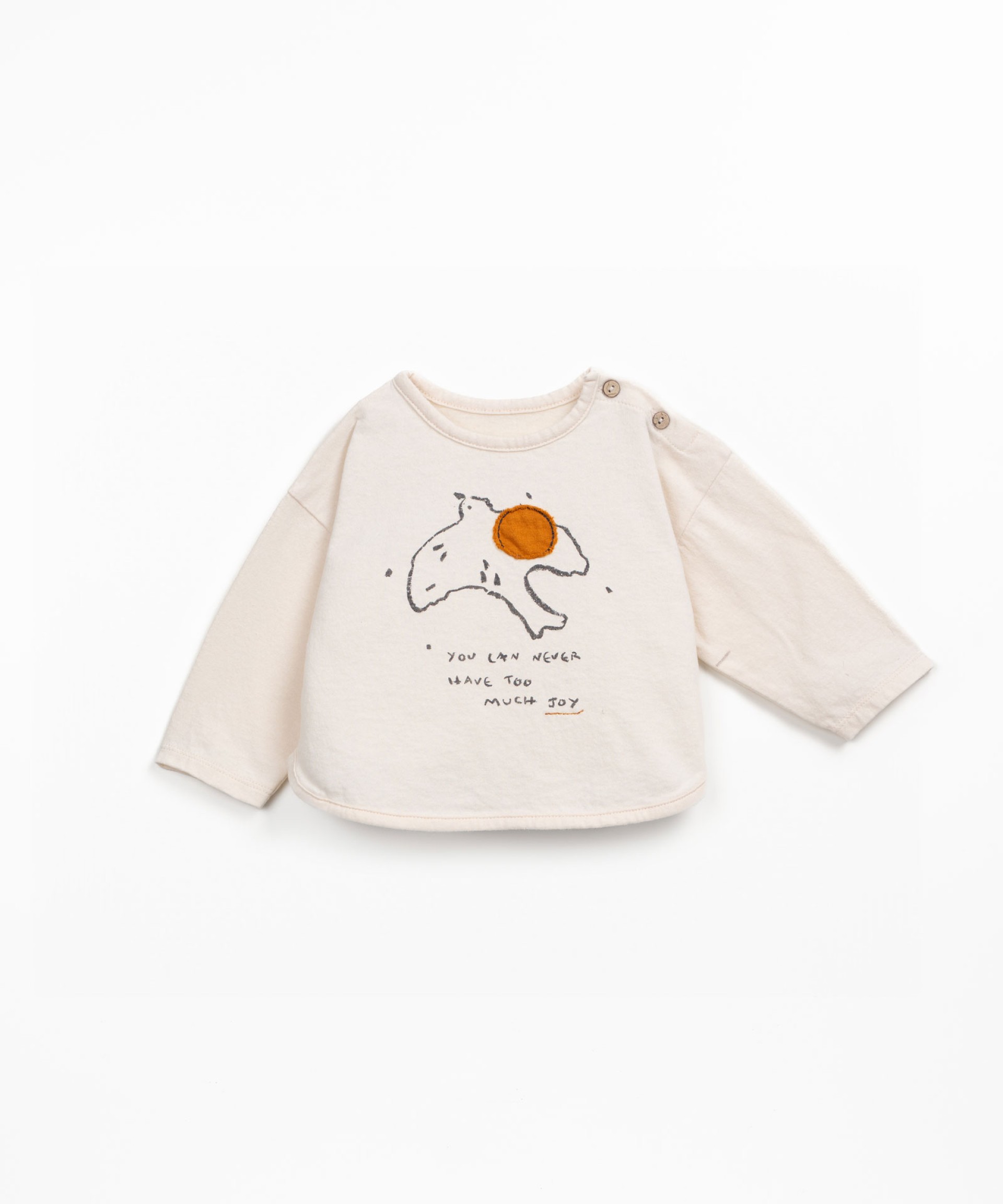 T-shirt with front design and shoulder opening