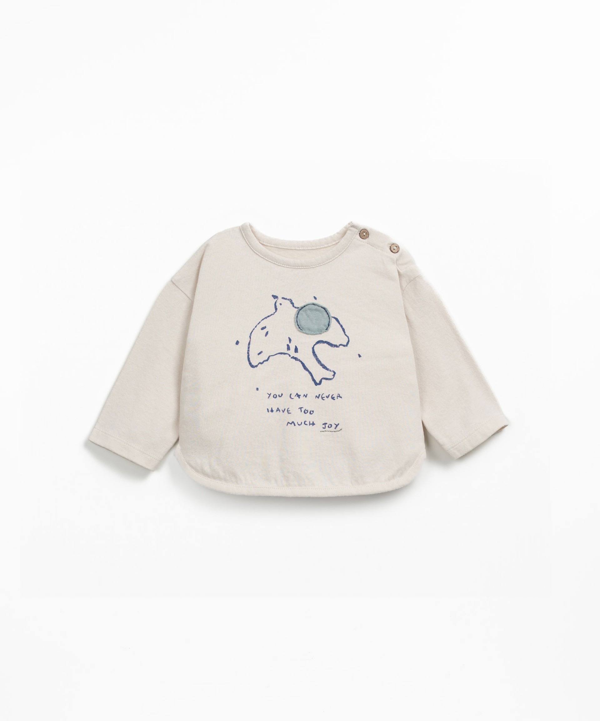 T-shirt with front print and shoulder opening