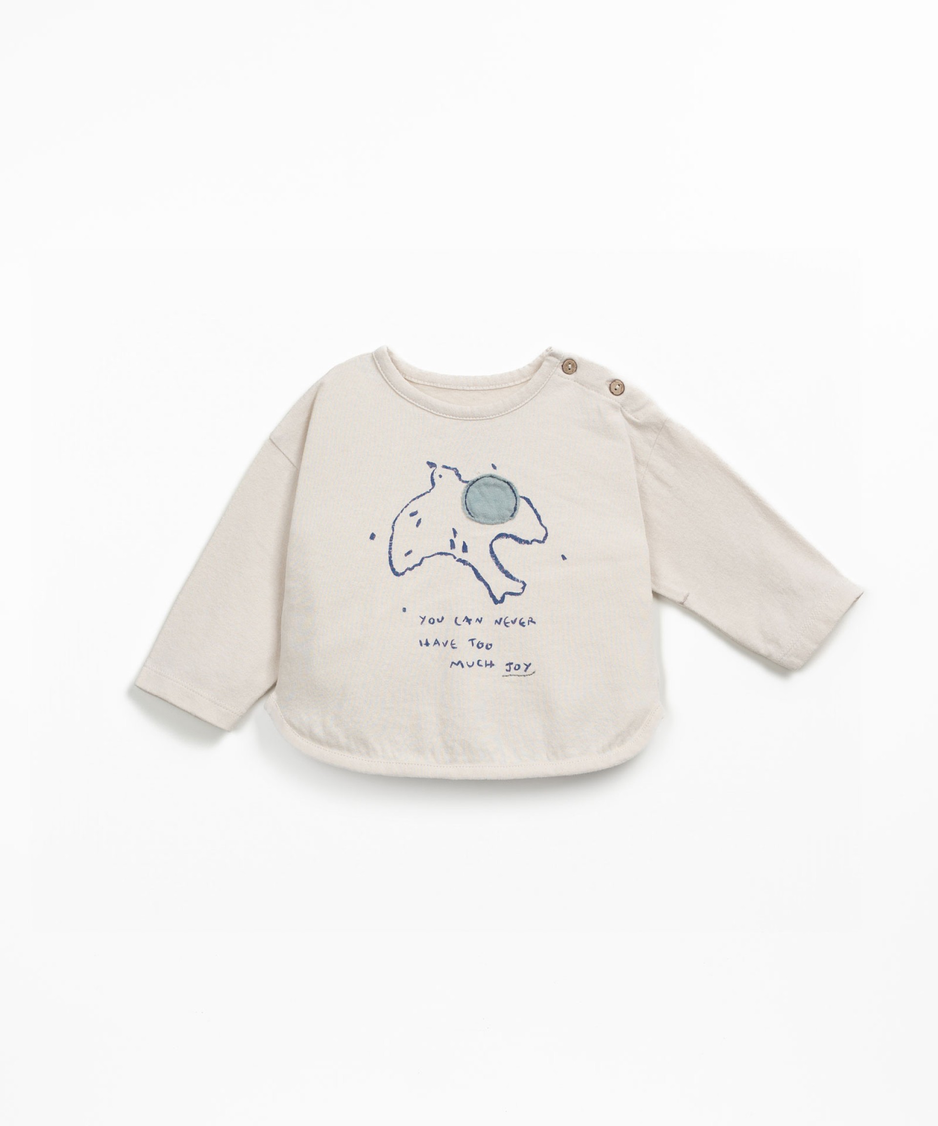 T-shirt with front print and shoulder opening
