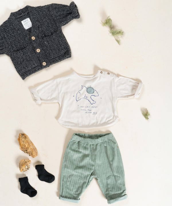 T-shirt in a blend of natural and recycled fibers