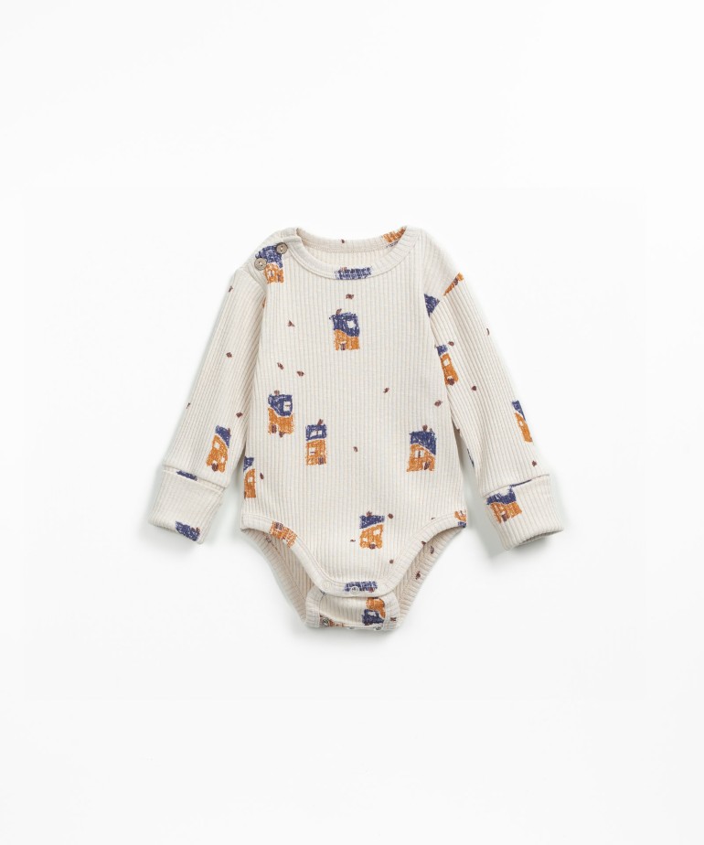 Organic cotton body with houses print