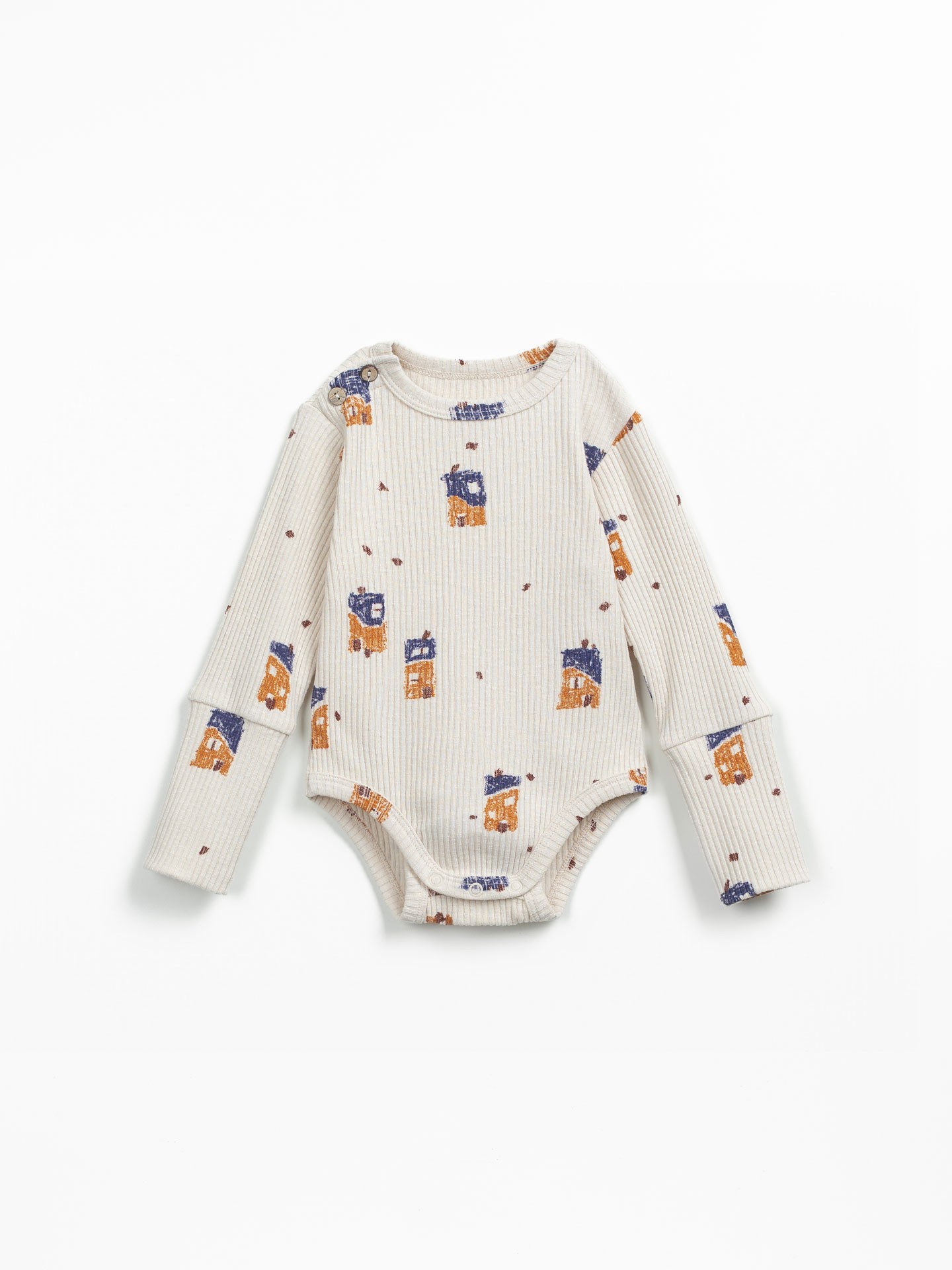Organic cotton body with houses print