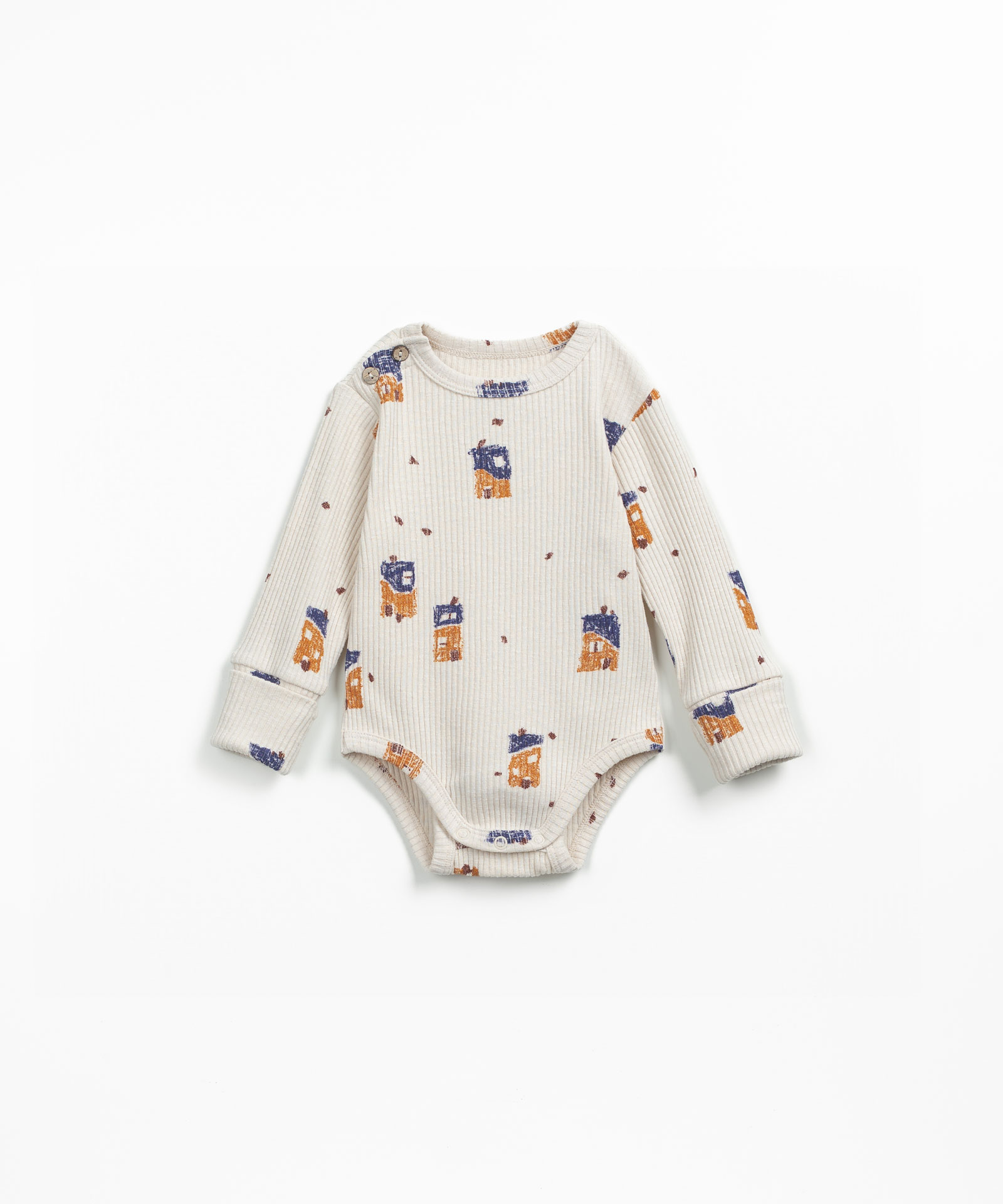 Body in cotone biologico con stampa di case