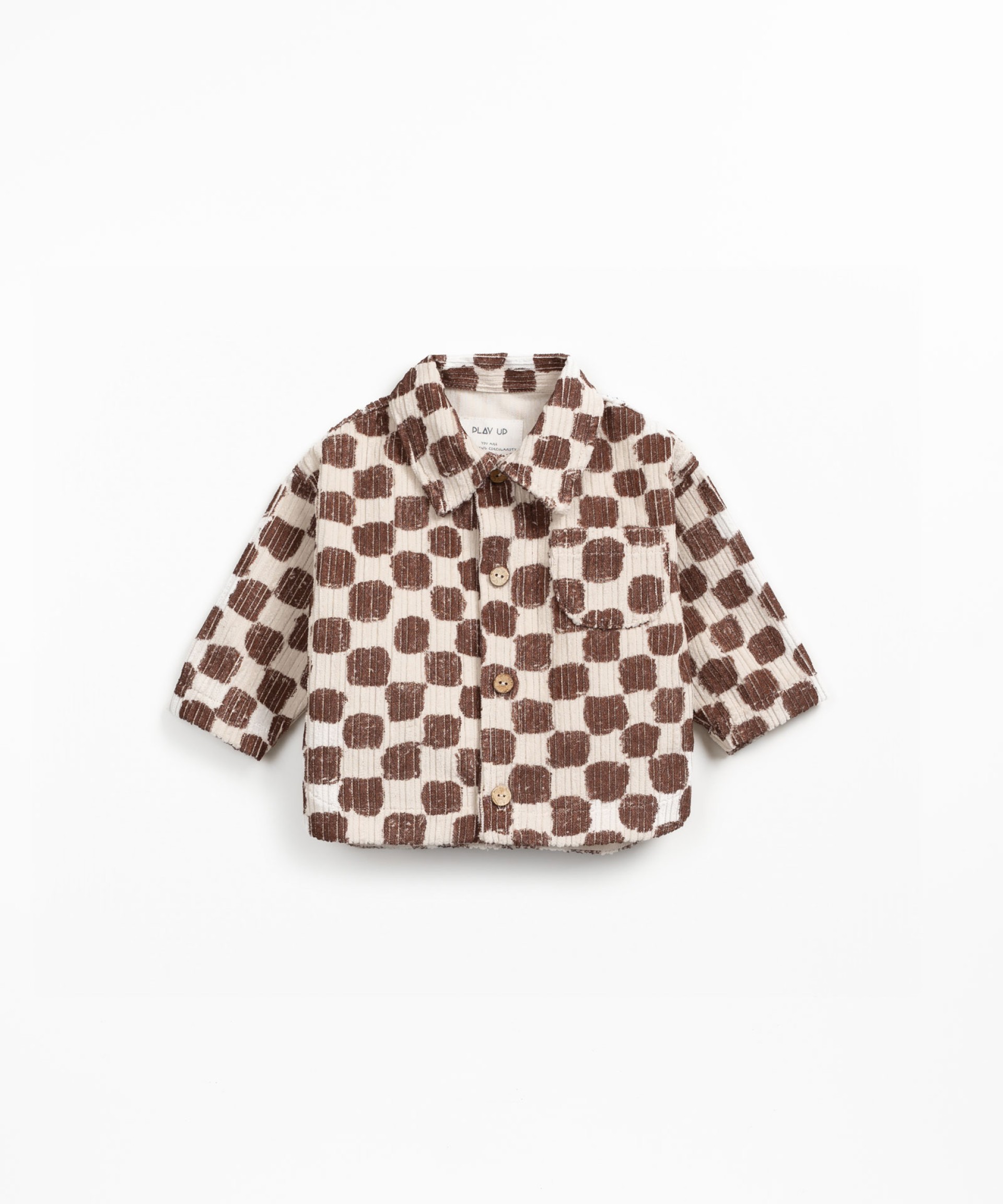 Camicia in velluto a coste con apertura con bottoni in cocco