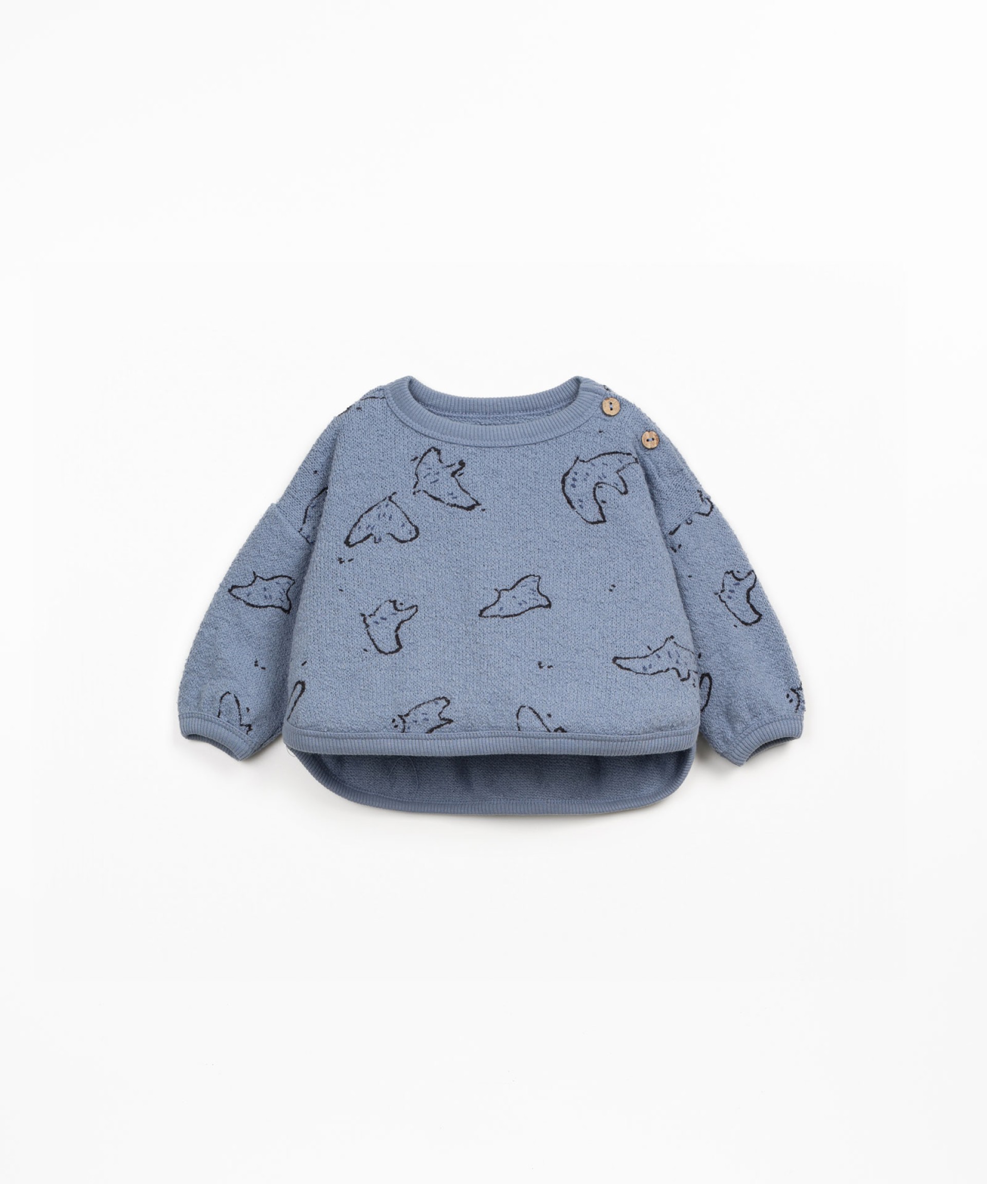 Knit sweater with dropped shoulders