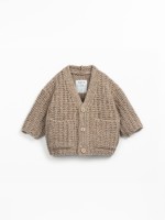 Knitted coat with recycled wool and wool blend