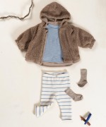 Faux fur coat with jersey lining