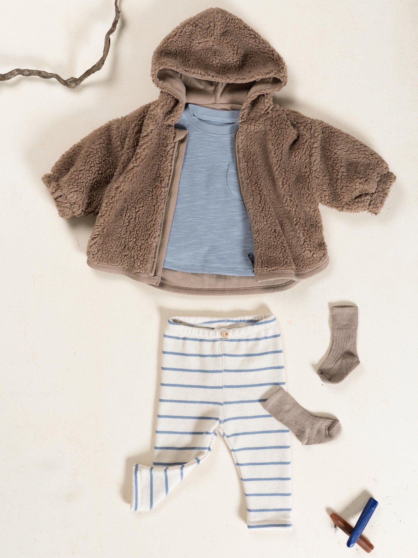 Faux fur coat in organic cotton