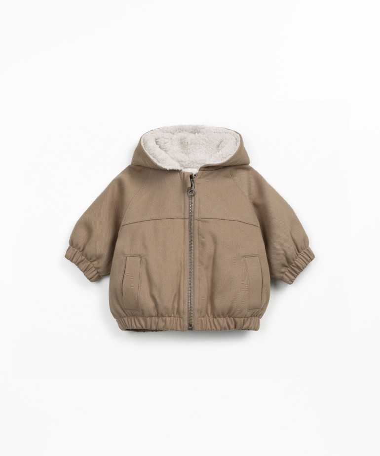 Waterproof twill jacket with furry lining