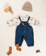 Cotton denim overalls with adjustable straps