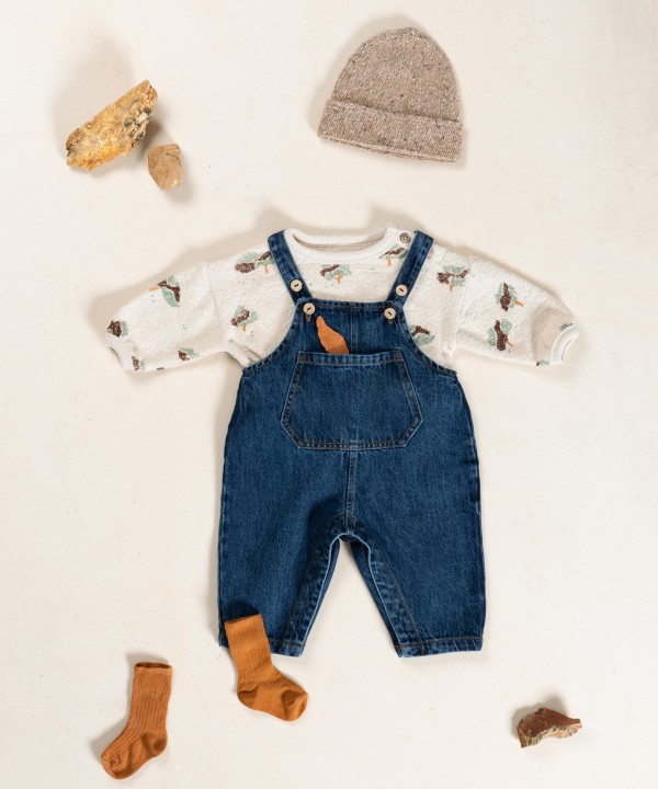 Denim overalls with front pocket