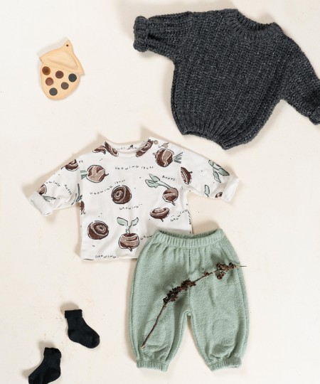 Pantaloni in maglia con miscela di cotone biologico e cotone rigenerativo