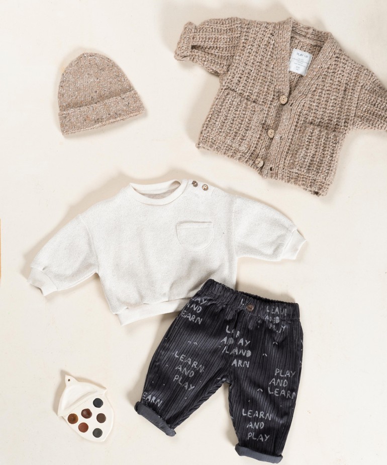 Corduroy trousers with print