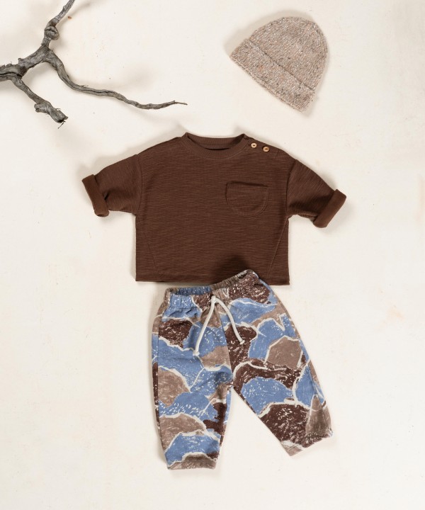 Fleece trousers in a blend of organic cotton and cotton