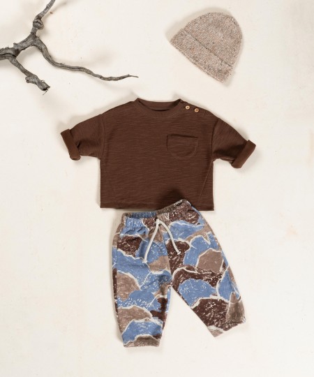 Calça de malha com mistura de algodão orgânico e algodão