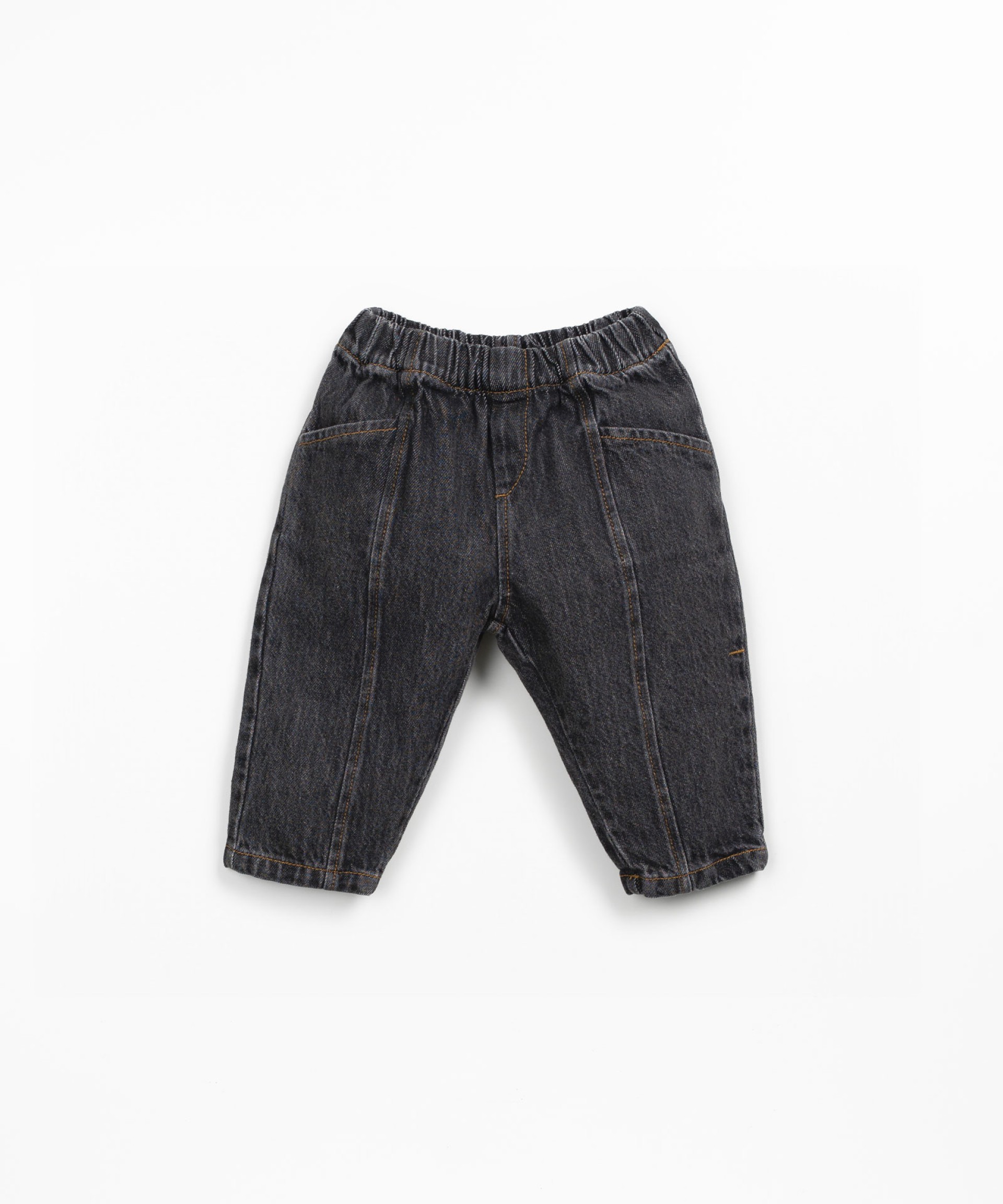 Denim trousers with elastic waist
