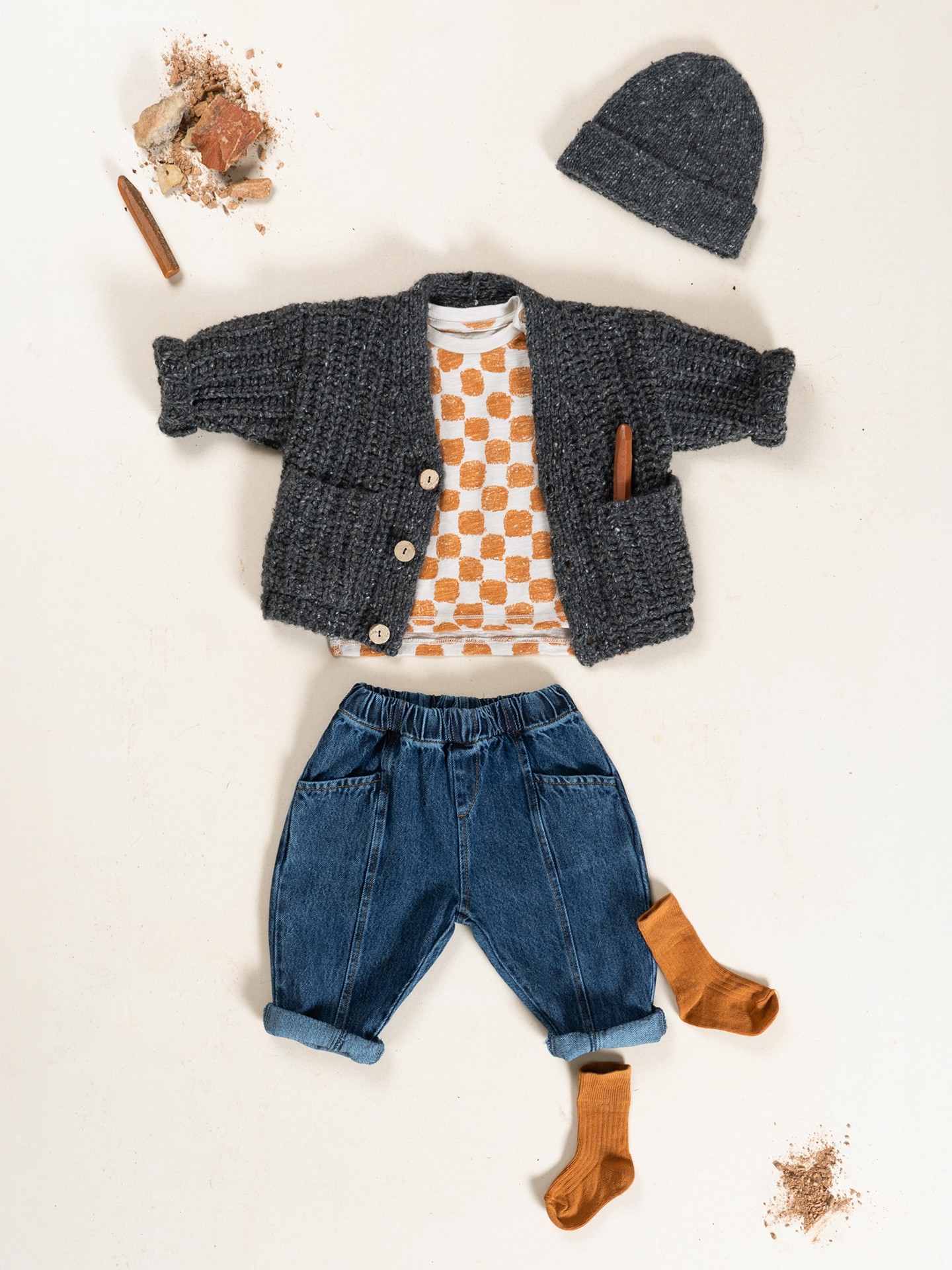 Calça de ganga em algodão