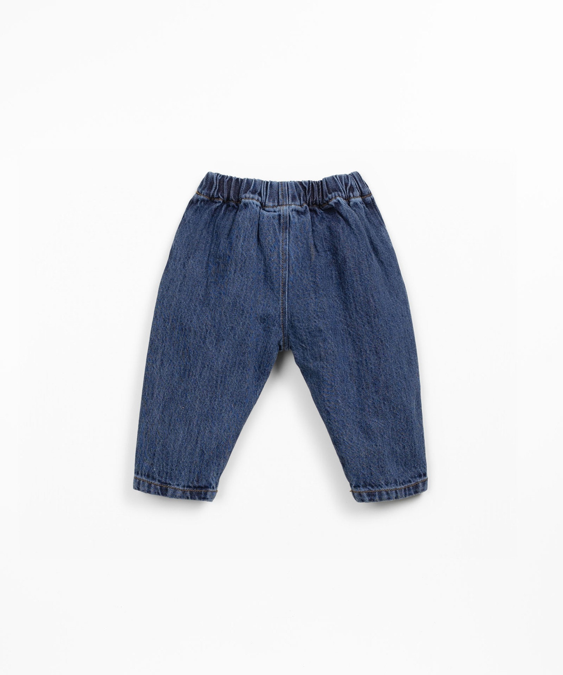 Denim trousers with elastic waistband