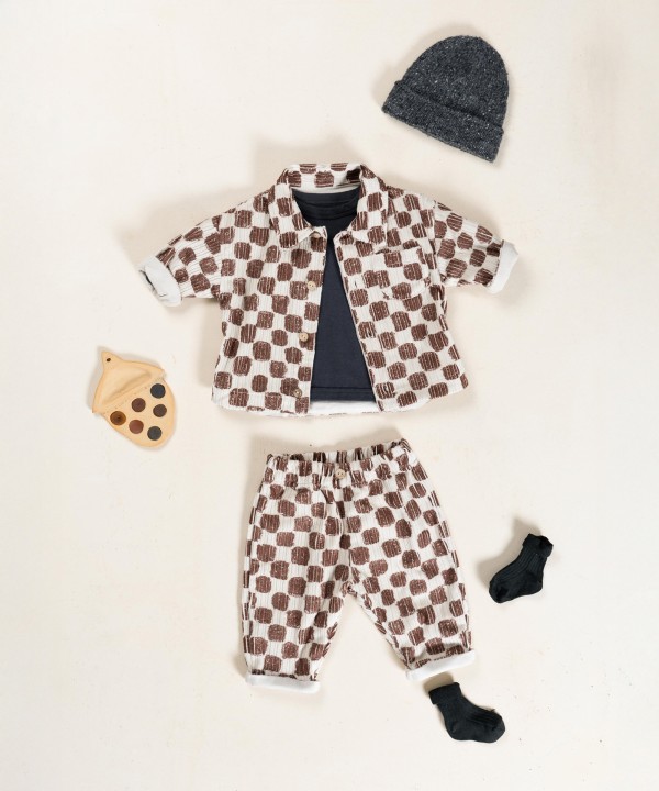 Corduroy trousers with print