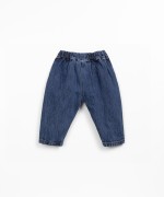 Denim trousers with elastic waistband