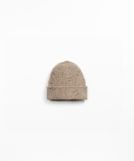 Knitted beanie in recycled wool blend, wool and viscose