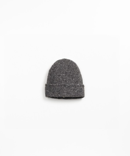 Ribbed knit beanie in blend of recycled wool, wool and viscose