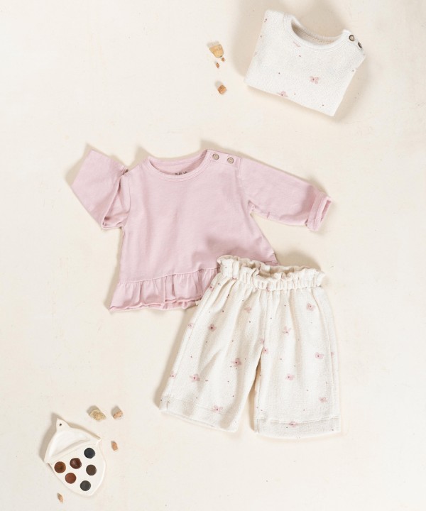 Jersey t-shirt with frill insert