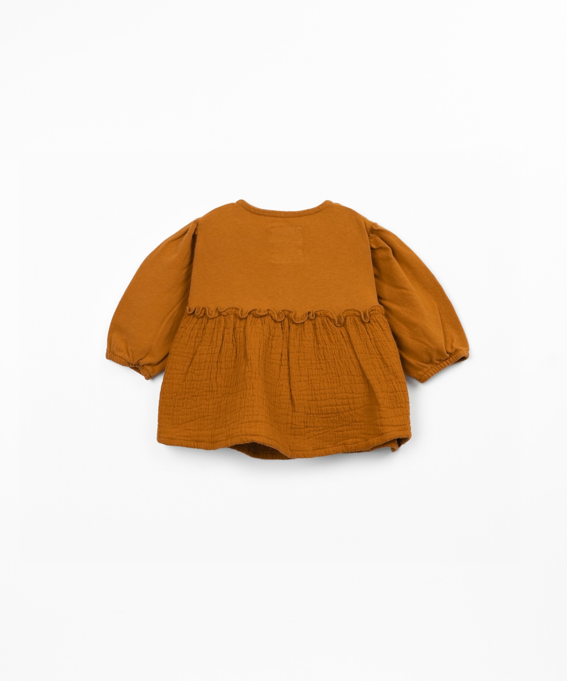 Tunic in mesh and fabric blend