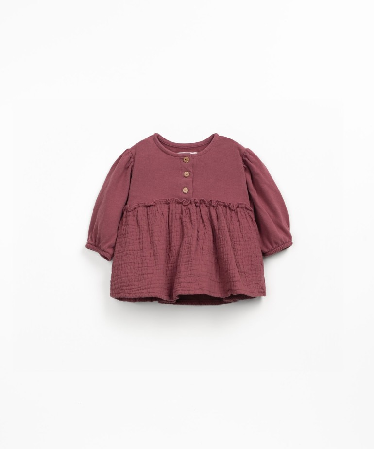 Organic cotton tunic with gathered effect