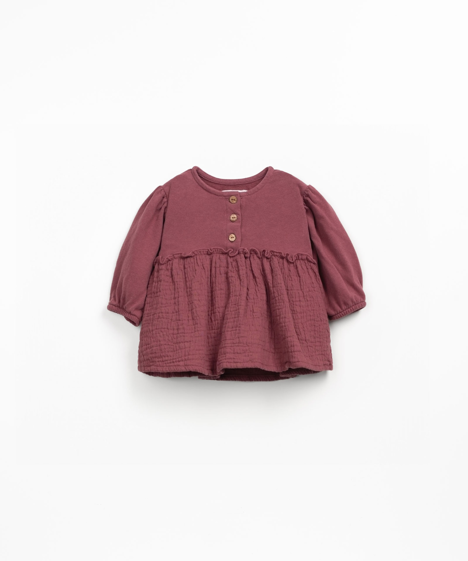Tunic with knit and fabric blend