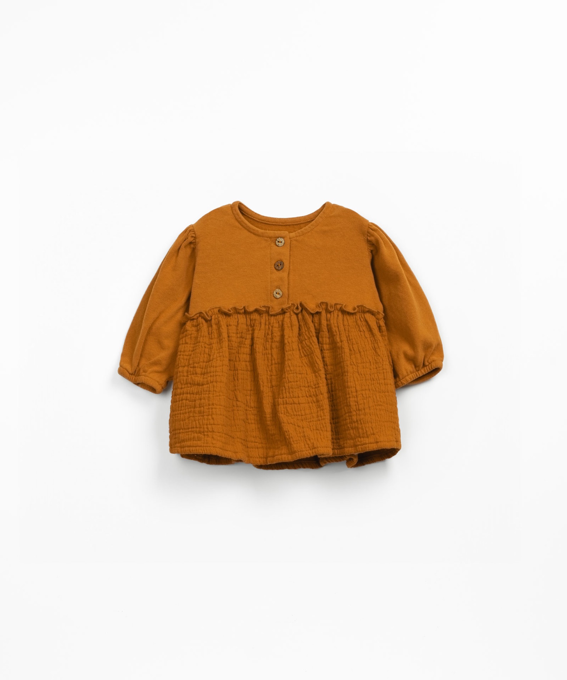 Tunic in mesh and fabric blend