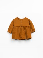 Organic cotton tunic with gathered effect