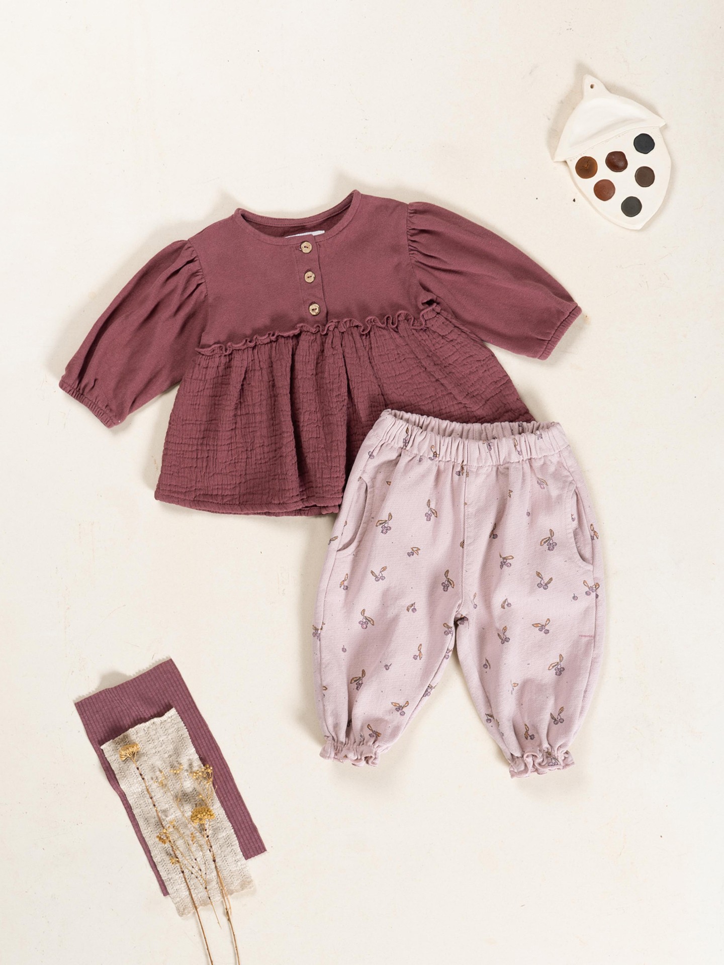 Organic cotton tunic with gathered effect