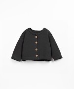 Knit jacket made with a blend of natural fibers and recycled fibers