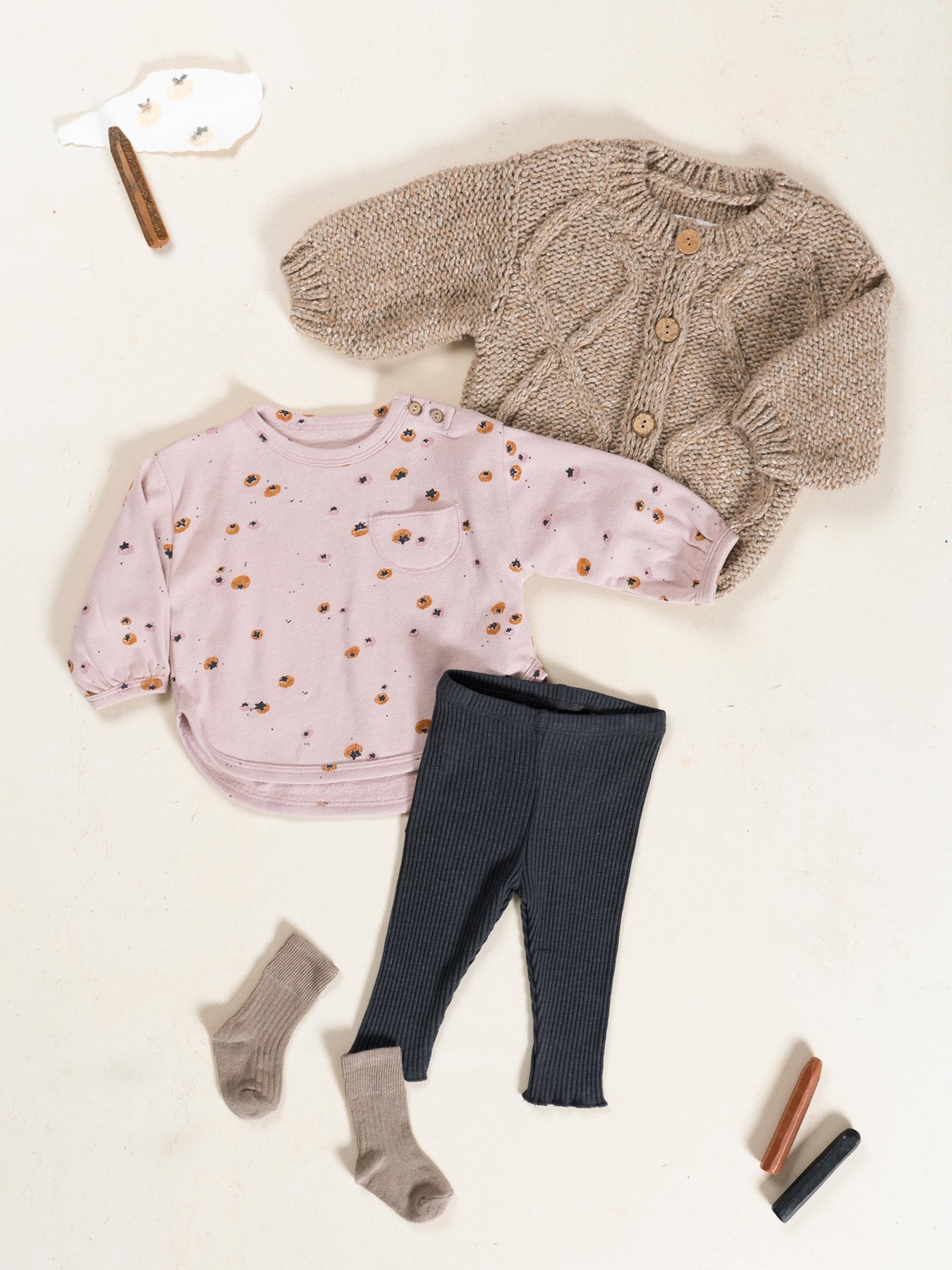 Leggings a costine in cotone biologico