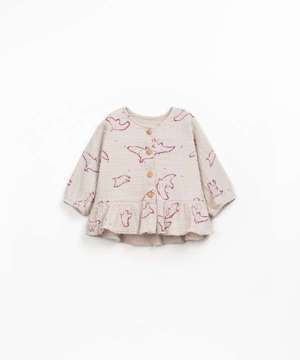 Printed cotton tunic with birds