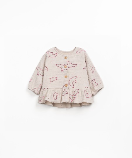 Printed cotton tunic with birds