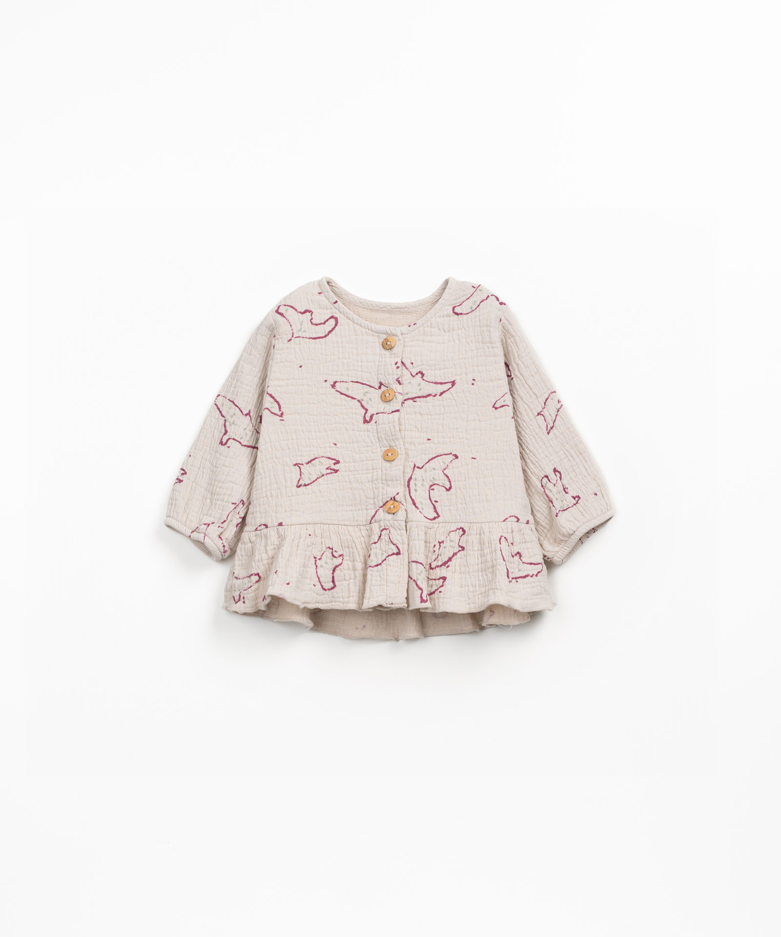 Túnica de tecido com estampado de pássaros