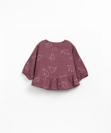 Túnica de algodón estampada con pájaros