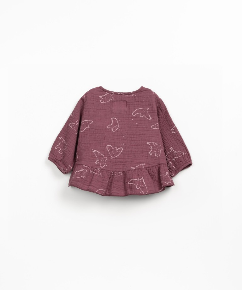 Tunica in cotone stampato con uccelli