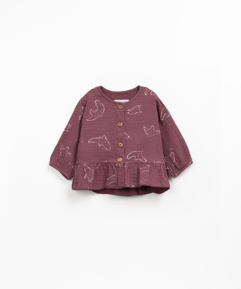 Printed cotton tunic with birds